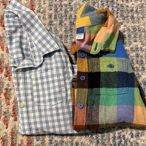 Toddler Boy 4T Old Navy Multicolor Plaid and Blue Carter’s Gingham Shirts